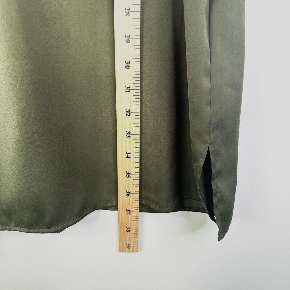 Laundry Shelli Segal Dress Women L Olive Green Lace Up Utility Roll Tab Slv NWOT - Picture 7 of 8